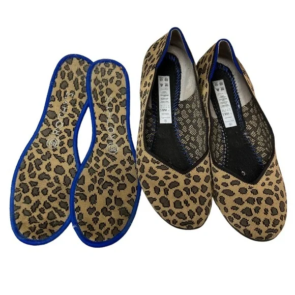 Rothy’s The Flat Round Toe Leopard Print Ballet Flats 8.5